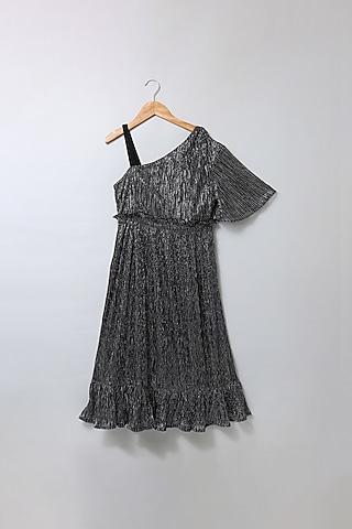 black lurex crepe dress for girls