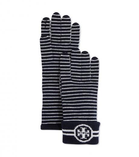 black merino striped gloves