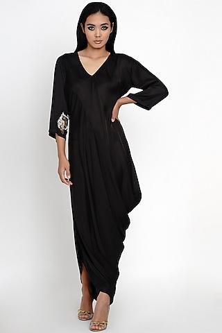 black modal pleated dress