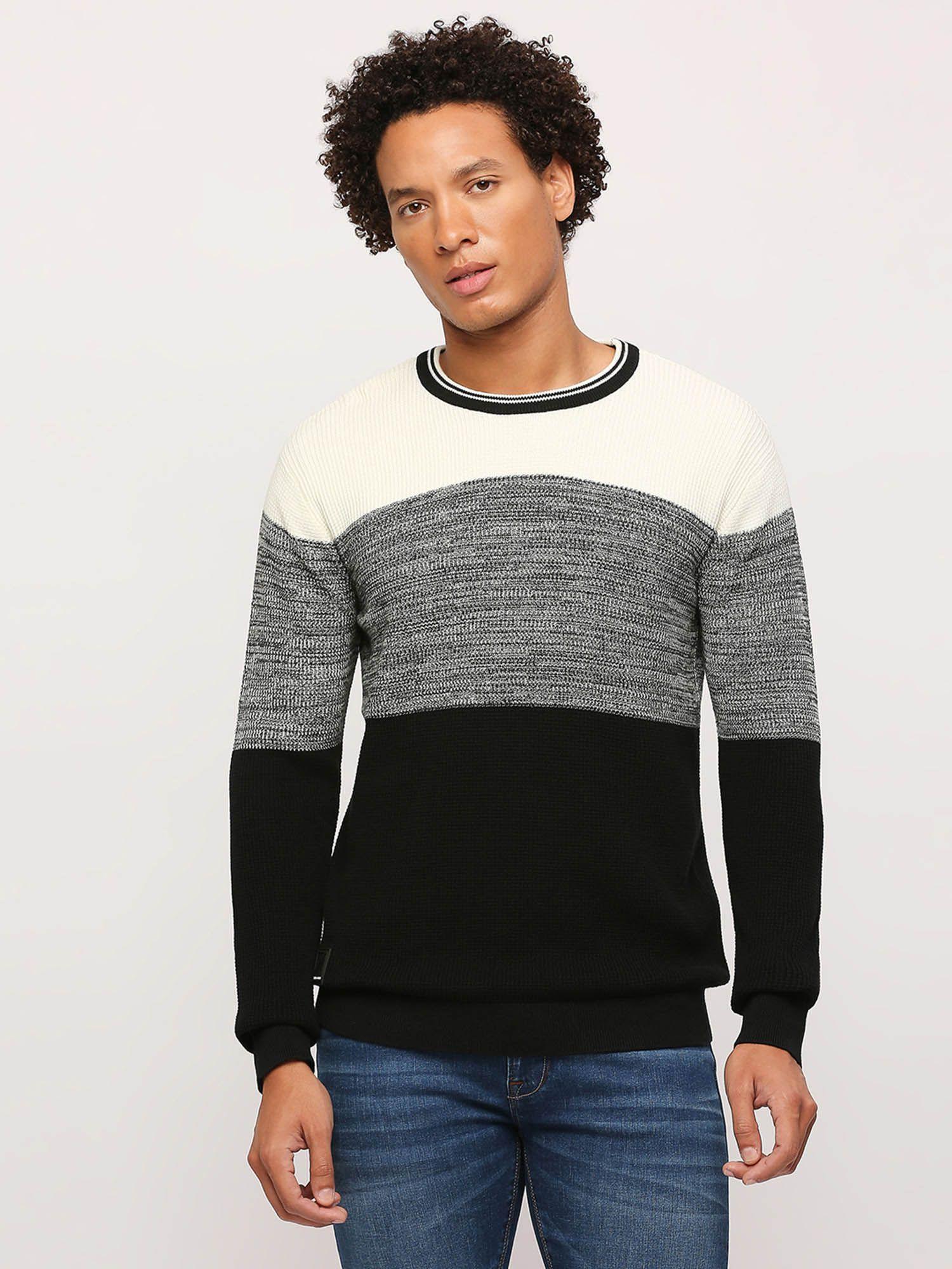 black monochrome full sleeves sweater