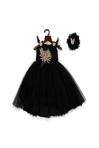 black net high-low ball gown for girls