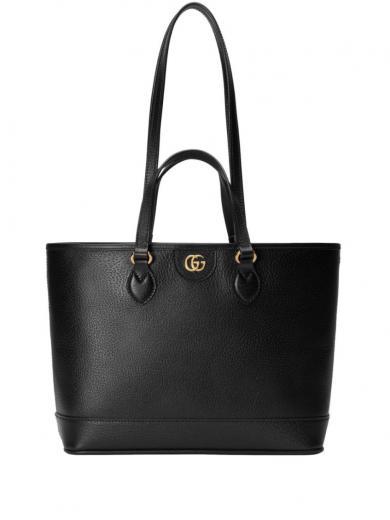 black ophidia leather tote bag