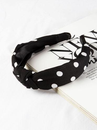 black polka dot hairband with bow