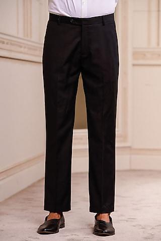 black polyester blend trousers