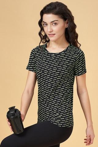 black print cotton women regular fit t-shirts