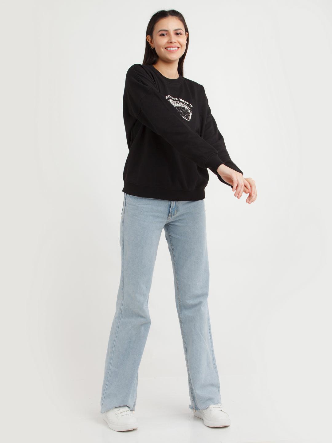 black printed sweatshirt for women
