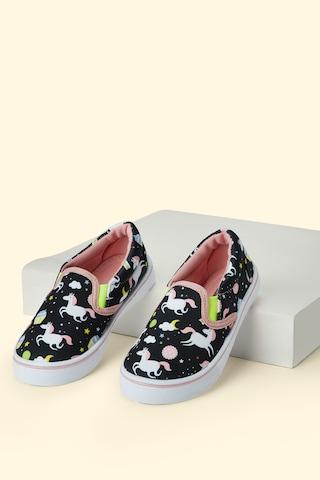 black printeded casual girls casual shoes