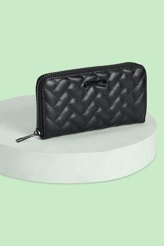 black quilted casual semi pu women wallet