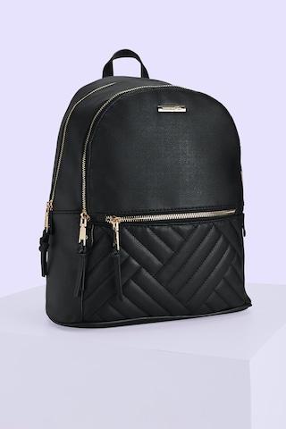 black quilted casual semi-pu women backpack
