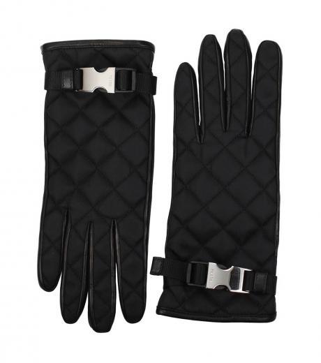 black quilted gloves