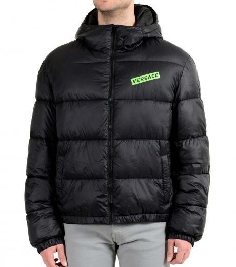 black quilted logo puffer jacket