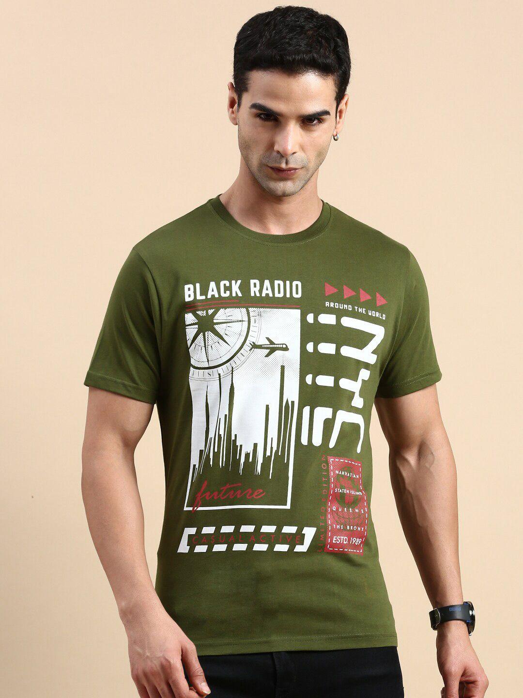 black radio men typography printed pure cotton t-shirt