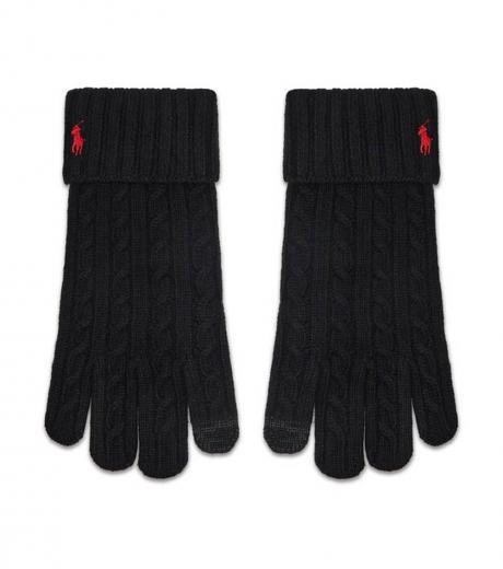 black red logo gloves