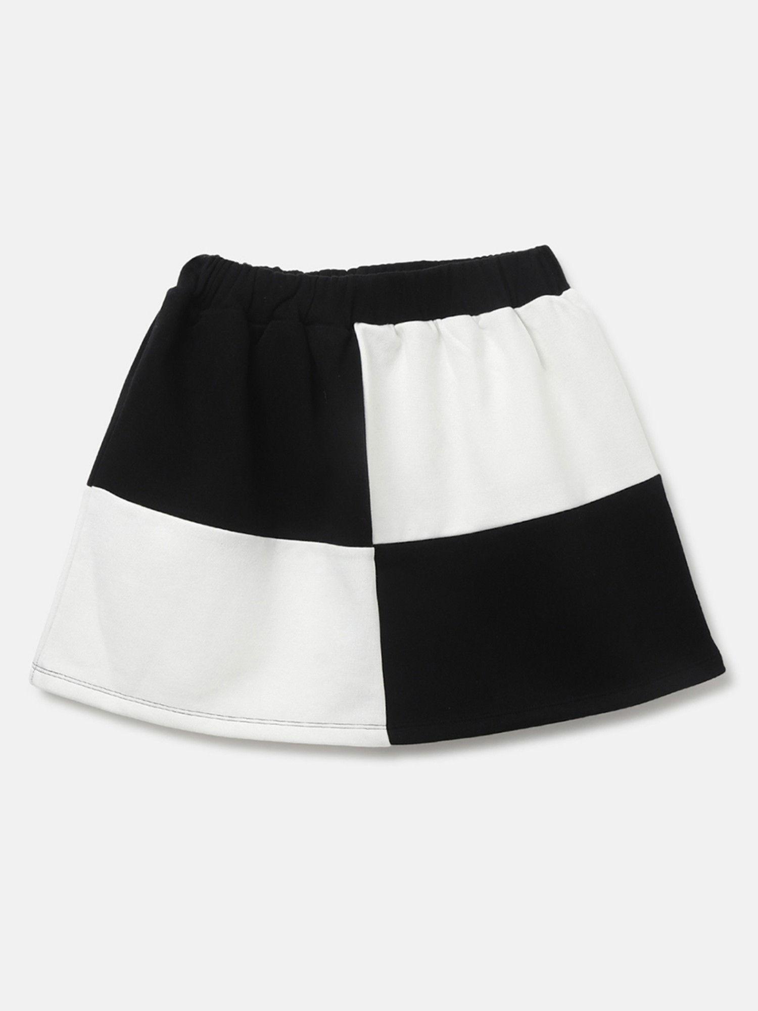 black regular fit colorblock girls skirt