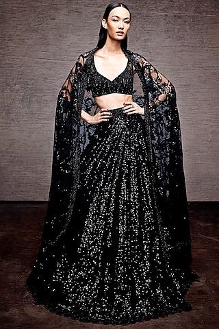 black sequins embroidered lehenga set