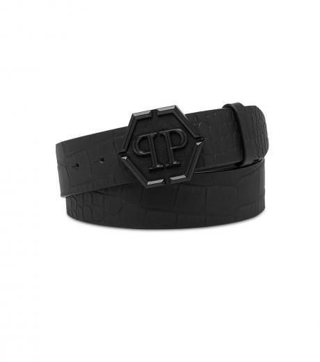 black signature tonal logo buckle belt