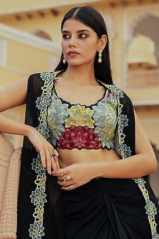 black silk chanderi hand embellished blouse