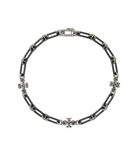 black silver roxanne chain short necklace