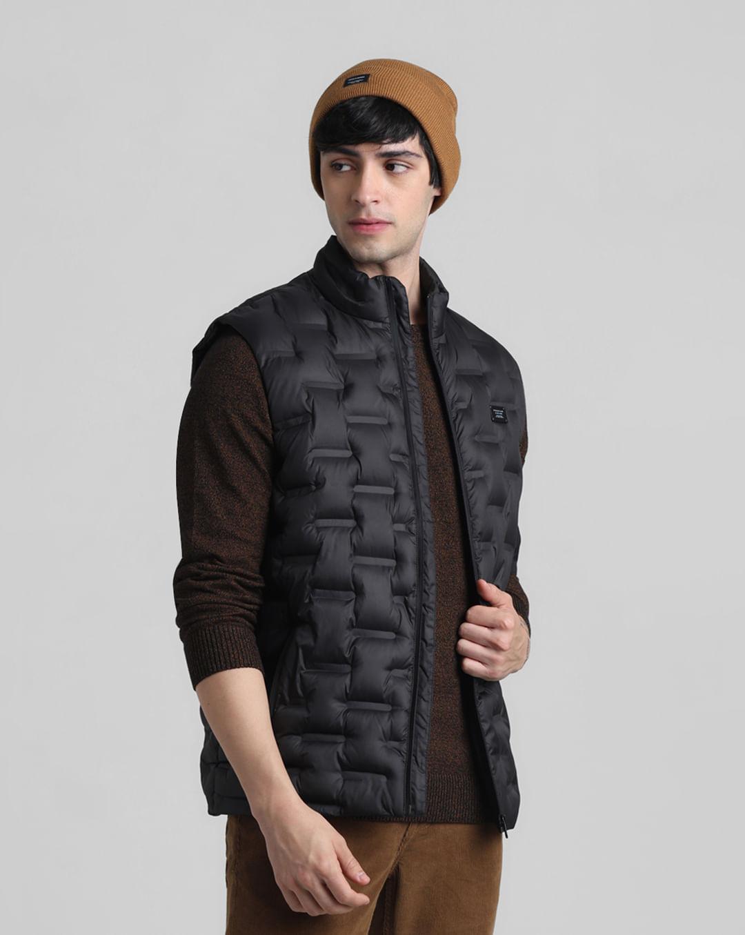 black sleeveless puffer vest
