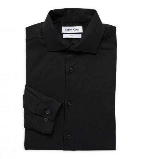 black slim fit jacquard shirt