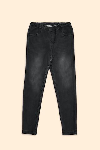 black solid ankle-length casual girls tapered fit jeans