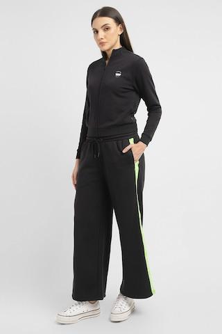 black solid ankle-length casual women regular fit track pants