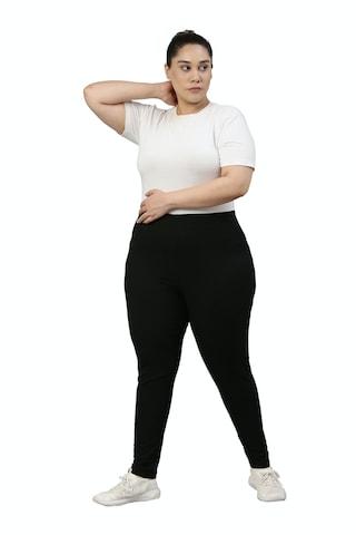 black solid ankle-length casual women slim fit leggings