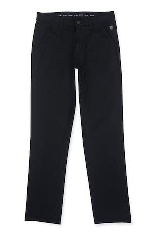 black solid casual boys regular fit trousers