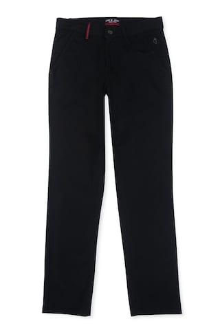 black solid casual boys regular fit trousers