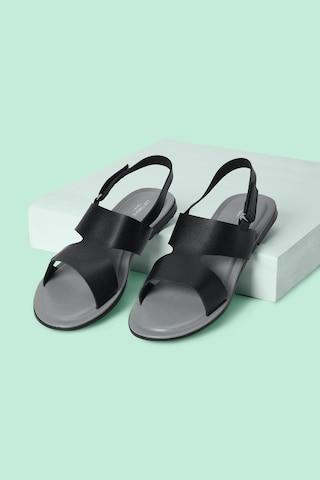 black solid casual girls flat sandals