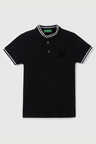 black solid casual half sleeves henley neck boys regular fit t-shirts