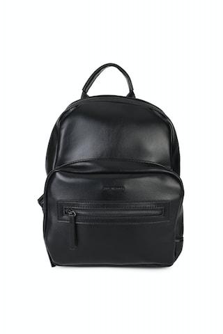 black solid casual polyurethane women backpack
