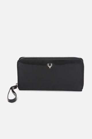 black solid casual polyurethane women wallet