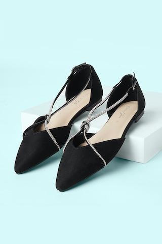 black solid casual women flat shoes