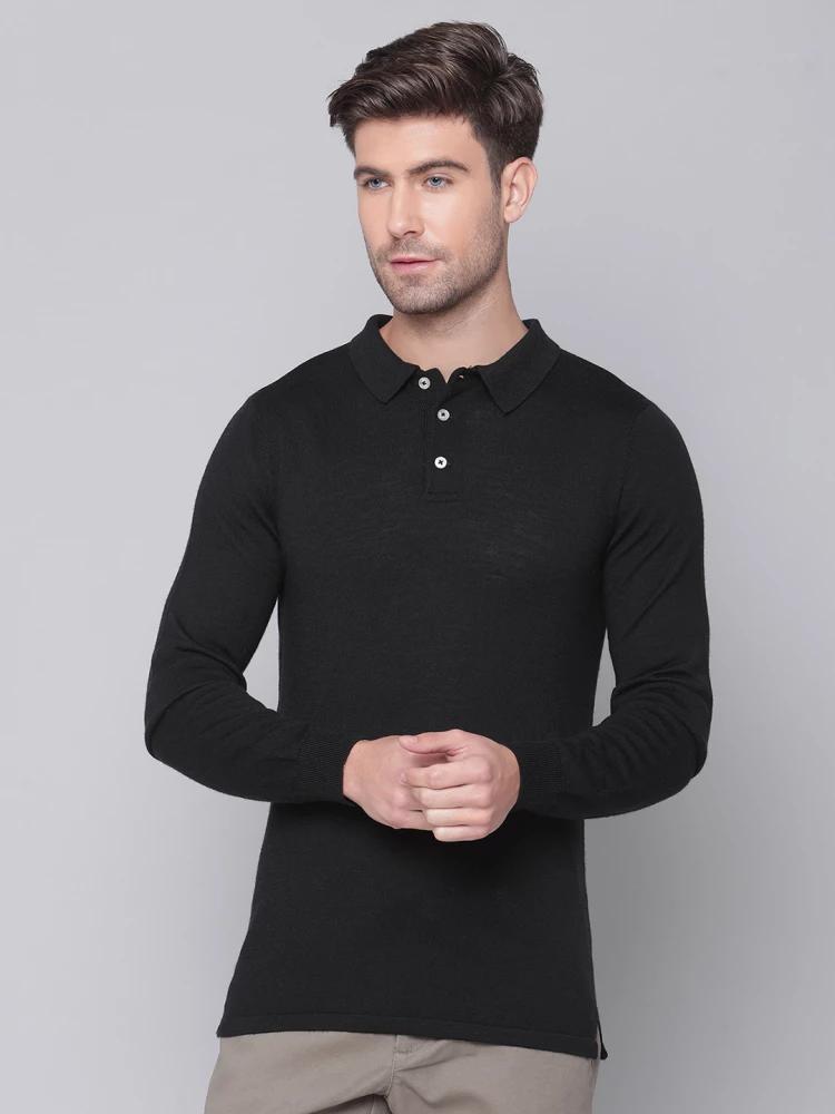 black solid collar sweater