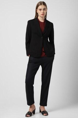 black solid formal women regular fit blazer