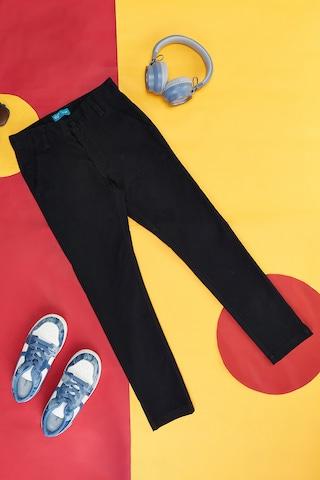 black solid full length  casual boys slim fit  jeans