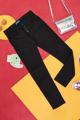 black solid full length  casual girls slim fit  jeans