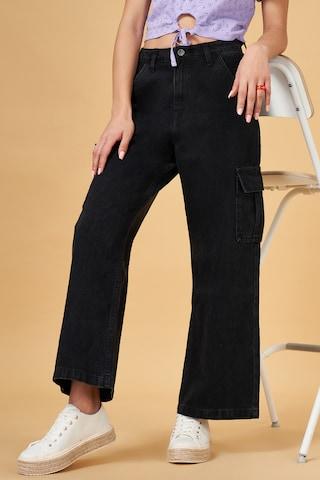 black solid full length  casual women regular fit  jeans