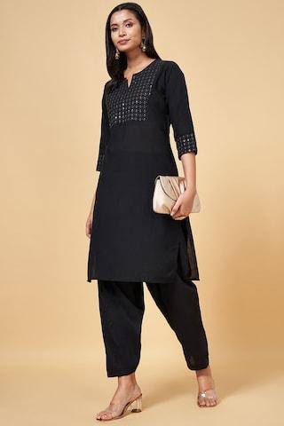 black solid full length casual women regular fit salwar