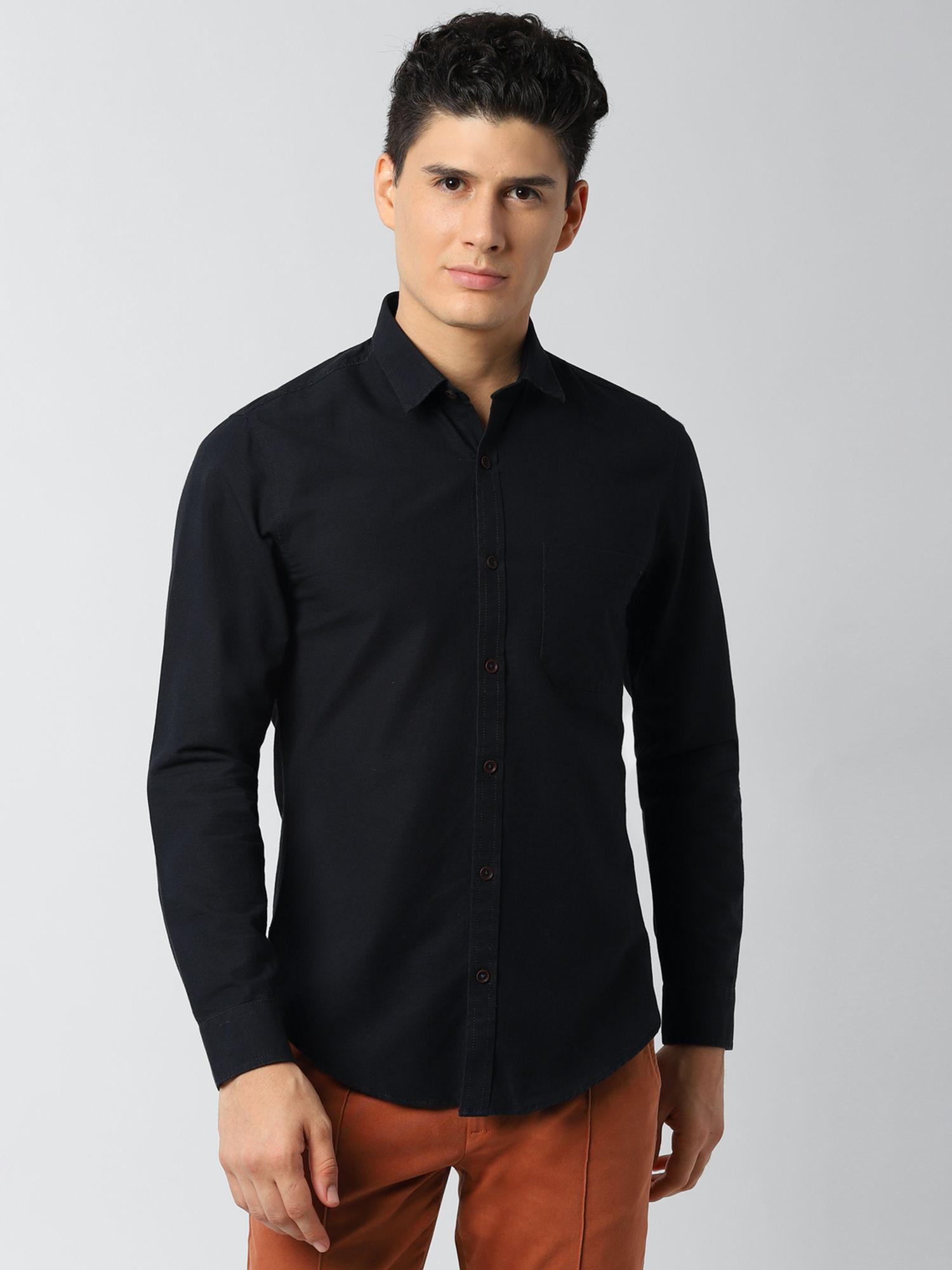 black solid full sleeves casual shirt