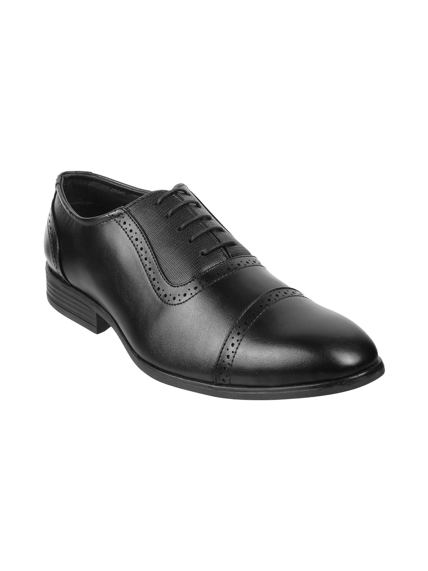 black solid leather oxfords
