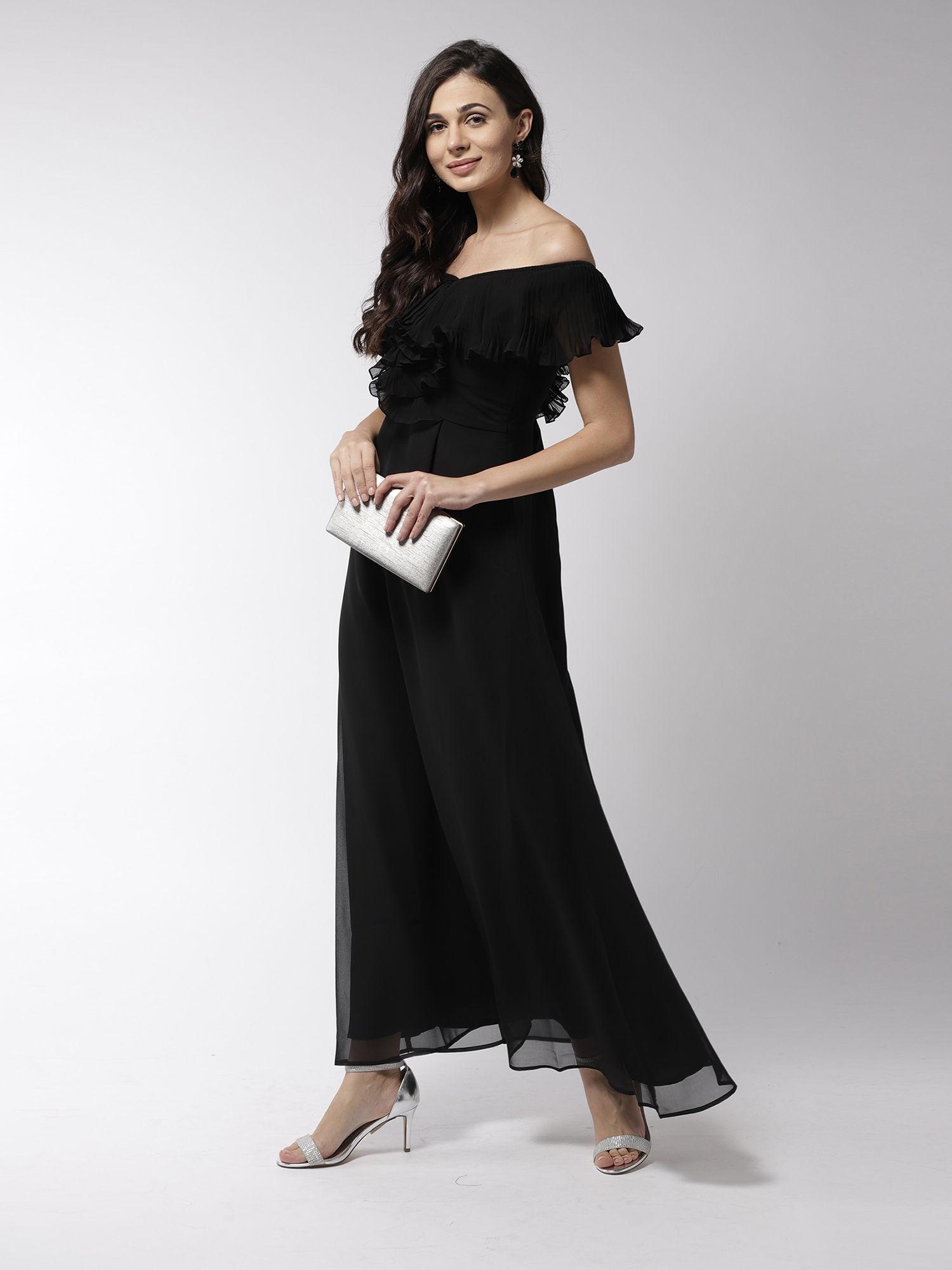 black solid maxi dress