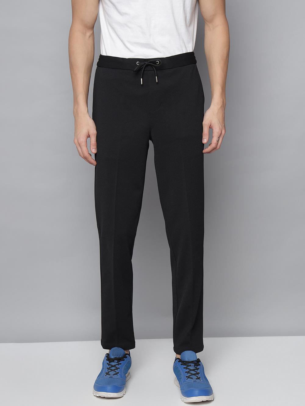 black solid relaxed fit trouser