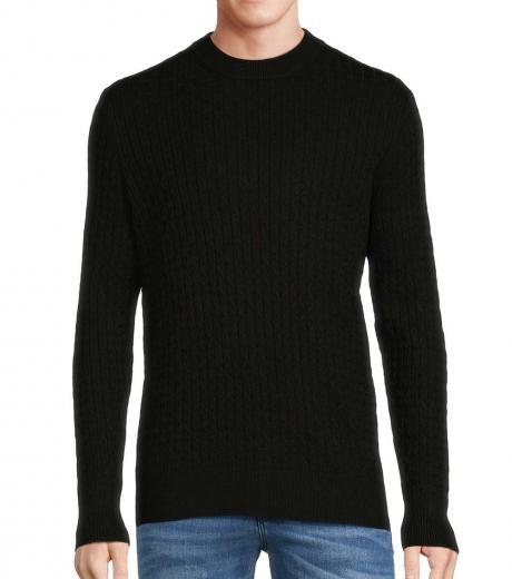 black solid ribbed sweater