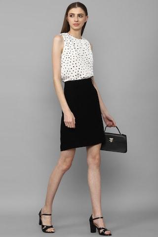 black solid thigh-length casual women regular fit skirt