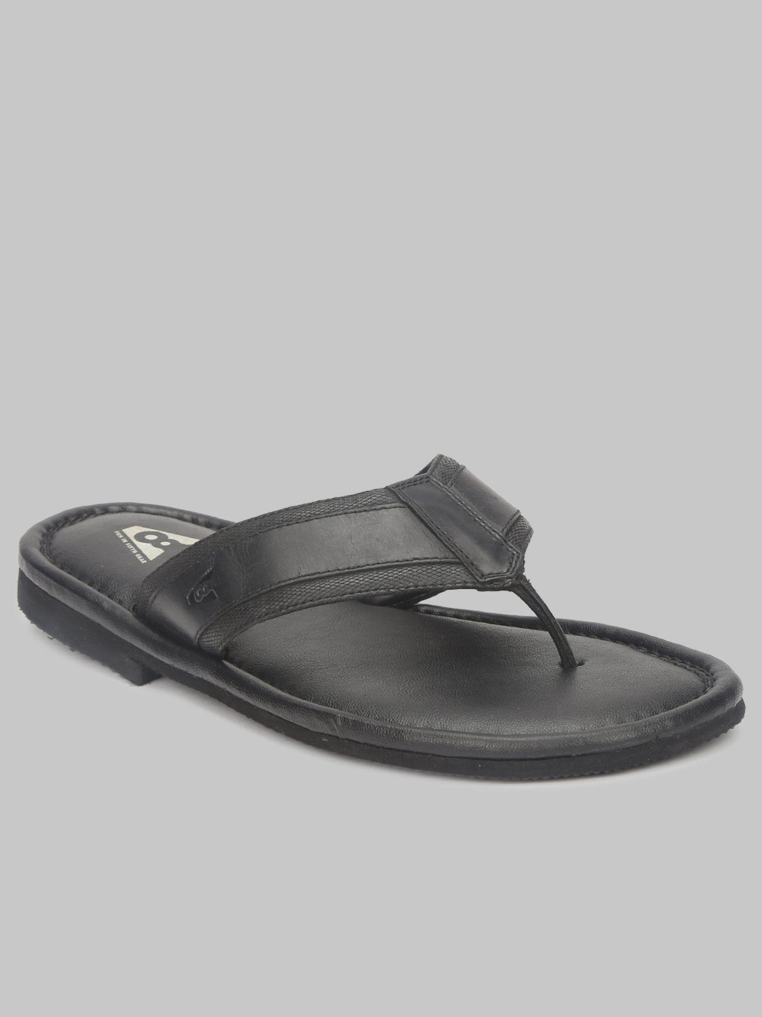 black solid-plain slippers