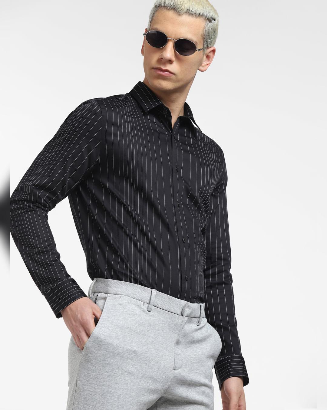 black striped full sleeves shirt