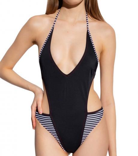 black striped one piece swimsuit