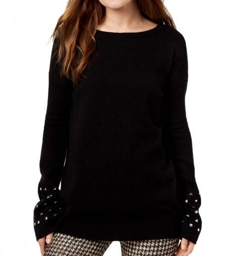 black studded crewneck sweater